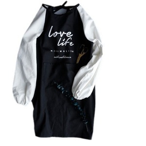 Minimalist Sleeve Apron Solid Color Love Life Print Machine Washable For Kitchen Household Use - Product Image 5
