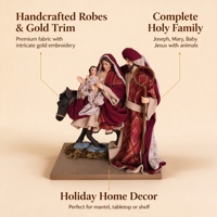 Crèche de Noël artisanale en résine, figurines décoratives et objets de collection, ensemble de 8 pièces bleu et or avec ange