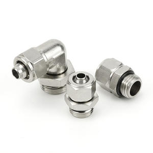 Raccord pneumatique à connexion rapide en cuivre nickelé, filetage G, écrou de blocage, filetage mâle droit PC, angle droit, pivot universel - Product Image 1