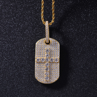 Collier pendentif croix personnalisé pour hommes, pendentif en Zircon 14k plaqué or, style militaire, chien, avec jésus, personnalisé