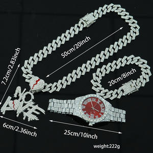 Conjunto de Collar con Cadena <span class=keywords><strong>Cubana</strong></span>, Pulsera y Reloj para Hombre, en una Hermosa Caja de Regalo de Lujo - Product Image 2