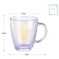 Tasses à café en verre classiques personnalisées avec poignée chauffante, 380 ml, en verre coloré, pour cadeaux