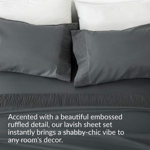Vente chaude ensemble de draps de lit gris doux 1800 ensembles de draps et taies d'oreiller 4 pièces ensemble de draps Queen - Product Image 5