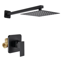 Ensemble de douche thermostatique pour salle de bain avec pomme de douche murale dissimulée en laiton