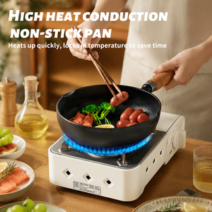 Wholesale Cast Iron Small Frying <b>Pan</b> Mini Skillet Wooden Handle Deep Design Anti-Splash for Home Restaurant Hotel Kitchen - Product Image 2