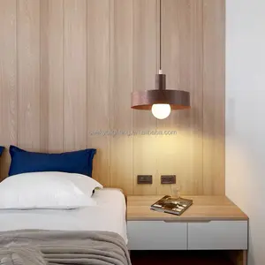 Modern Wood Pendant Lighting Nordic Hanging Lighting Glass Pendant Lamp Vintage Light G9 Socket Wood Bedside Chandelier