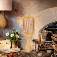 Brosse à cheveux en bambou naturel anti-nœuds avec coussin d'air massant, peigne à palette, outil de soin des cheveux avec logo personnalisé