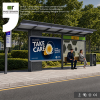 Nuevo diseño FRP y placa de acero Parada de autobús Refugio Elegante publicidad Caja de luz Refugio de autobús