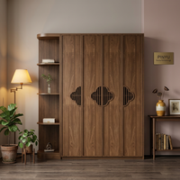 Armoire en bois massif de qualité E0 avec écran LED incurvé, unité de rangement pour appartement en location longue durée