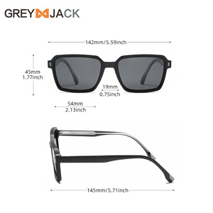 Lunettes de soleil carrées noires K066, monture en TR90 et métal, unisexe, verres polarisés TAC UV400, type 3, pare-soleil - Product Image 2