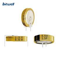 Supercondensateur EDLC de type pièce BITWELL Série BWL 5.5V 1.5F à bas prix, très vendu, longue durée de vie, faible ESR, bornes à souder