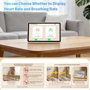 Moniteur Bébé 7 Pouces pour la Maison, Surveillance des Signes Vitaux, Moniteur Respiratoire pour Bébé, <span class=keywords><strong>Babyphone</strong></span> AI avec Caméra - Product Image 2