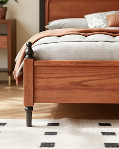 Premium Solid Wood <b>Bed</b> Frame French Vintage Wavy Headboard Black Turned Legs Two-tone Bedroom Furniture Stable Home Wooden <b>Doubl</b> - Product Image 5