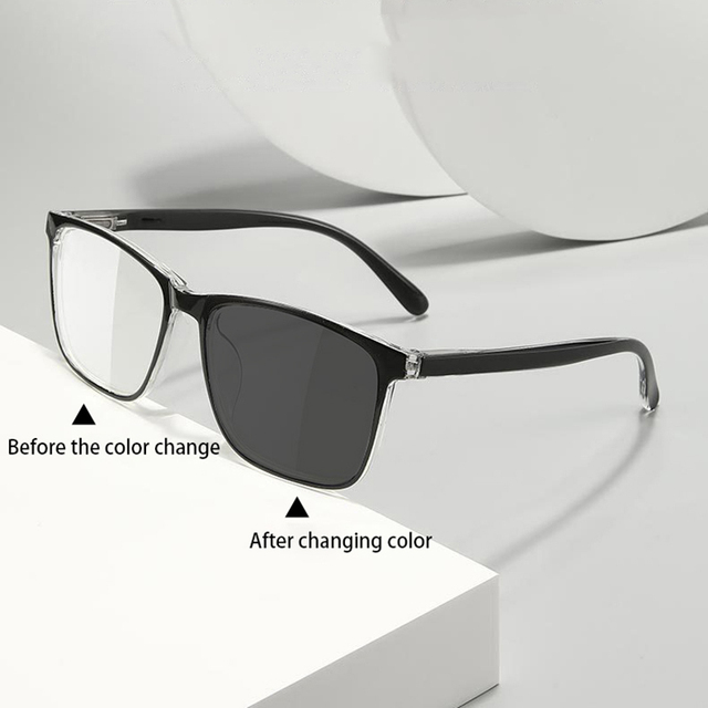 Hot Sale Unisex Photochromic Square Eyeglass Frame Blue Light Blocking Glasses with Spring Hinge Wholesale for Men and Women