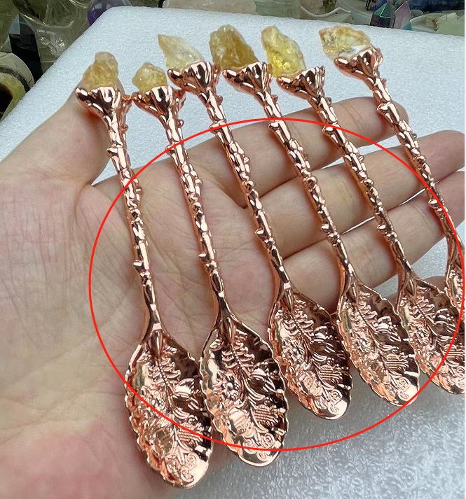 Cucchiaio oro rosa mix di pietra