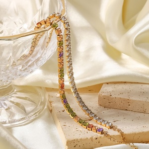 Pulseras de tenis delicadas de acero inoxidable 316L chapadas en oro de 14k y 18k, impermeables, que no se deslustran, para mujer - Product Image 2