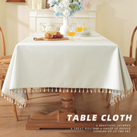 Nappe en toile de jute avec bordure en dentelle, motif géométrique uni, pour cuisine, salle à manger, maison minimaliste, vente en gros