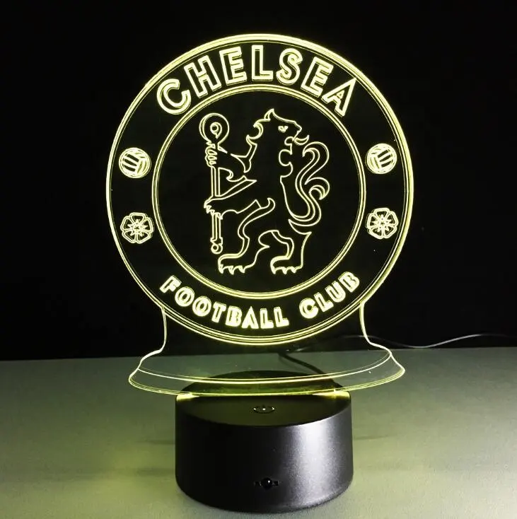 Chelsea football team 3D night light LED 7 colors flashing decoration light Birthday gift for football fans bedside lamp