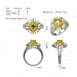 Desain Cincin Kura-kura Hewan Lapis Emas, Set Cincin Pernikahan Bunga