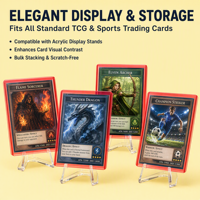 Porte-cartes magnétiques TCG minimalistes avec bordure rouge, protège-cartes 35pt et étui transparent en plastique pour photocartes