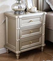 Table de chevet de luxe multifonctionnelle et durable, de style traditionnel, couleur champagne, avec 3 tiroirs et pieds ronds, pour le rangement dans la chambre
