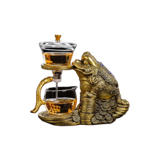 Nouvelle Conception Dragon Phénix Lanterne de Palais Auspicieuse Théière Style Classique Semi-Automatique en Verre Écologique 450ml Service à Thé Paresseux