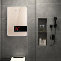 Pemanas Air Listrik Tanpa Tangki Telde Hotel untuk Rumah Tangga 7000W Kontrol Sentuh Tahan Air IPx4 Layar LED Plastik Titanium