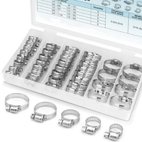 40pcs 6-29mm Colliers de serrage pour tuyaux en acier inoxydable Pinces à carburant Kit de colliers de serrage pour tuyaux d'intercooler Tube de plomberie
