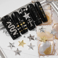 Breloques étoiles en alliage 3D style punk, or, argent, blanc, K-Gold, accessoires de nail art DIY en métal lourd