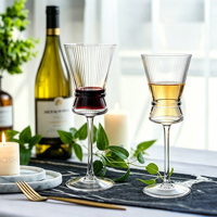 Verre à vin HXGLASS Premium à pied côtelé vertical, gobelet cannelé vintage pour vin rouge et blanc, verrerie pour la maison, les restaurants et les bars