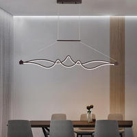Lampes suspendues à LED pour la maison moderne Lampes suspendues longues ondulées minimalistes Luminaires de table à manger pour restaurant