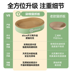 ที่นอนแมวแบบกระดาษลูกฟูกทนทานต่อการสึกหรอ ยี่ห้อ Chio's Oval Cat Scratching Board - Product Image 4