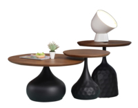 Table basse ronde en bois massif d'art en fer noir classique moderne Table d'appoint de salon à poutre rocheuse simple de luxe