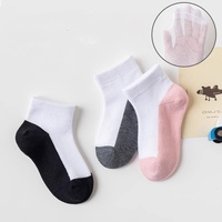 Lot de cinq paires de chaussettes pour étudiants, couleur unie, respirantes, chaussettes d'école, chaussettes pour enfants