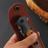 Bochen Durable 14,5 cm Funda de cuero plegable para cinturón Funda de cuchillo de bolsillo de 5,5 pulgadas Bolsa EDC Protector de cuchillo Bolsa de cuero