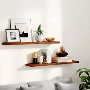 <span class=keywords><strong>Étagère</strong></span>s murales flottantes rectangulaires en bois massif et acier revêtu industriel à quatre niveaux pour la décoration murale, <span class=keywords><strong>rangement</strong></span> pour <span class=keywords><strong>cuisine</strong></span> et salle de bain - Product Image 4