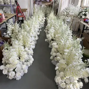 IFG ดอกไม้ประดิษฐ์สีขาวหรูหราสูง 2.5 ฟุตตกแต่งงานแต่งงานนักวิ่งดอกไม้ทางเดิน