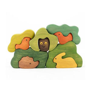 Set mainan Puzzle Raccoon pohon pinus kayu, Set hadiah mainan anak balita - Product Image 3