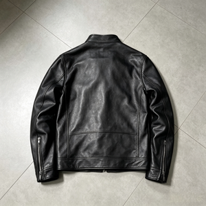 <span class=keywords><strong>Giacca</strong></span> da Moto in Vera <span class=keywords><strong>Pelle</strong></span> di Vacchetta PU Nera Personalizzata per <span class=keywords><strong>Uomo</strong></span>, <span class=keywords><strong>Giacca</strong></span> Bomber Vintage Streetwear per Guida all'Aperto - Product Image 2