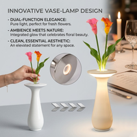 Lampe de table LED sans fil rechargeable, design moderne et simple, support floral, pour extérieur, restaurant de luxe, IP54, Aura Vase Touch
