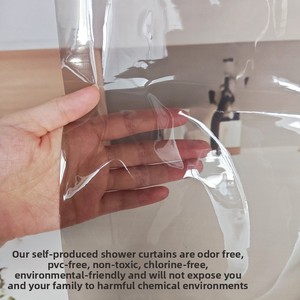<span class=keywords><strong>Rideau</strong></span> <span class=keywords><strong>de</strong></span> <span class=keywords><strong>douche</strong></span> transparent noir moderne minimaliste transfrontalier, imperméable, en PEVA épaissi, avec aimants et 12 crochets en plastique - Product Image 3