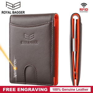 Cartera Corta Royal Bagger para Hombre con Bloqueo RFID, Delgada, con Clip para Tarjetas, de Cuero Vacuno Genuino, Cartera de Moda para Hombre - Product Image 1