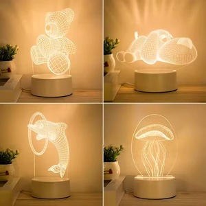 Lampe de chevet LED créative 3D en forme de dessin animé, alimentée par piles, en acrylique, décoration de chambre à coucher, ambiance festive, <span class=keywords><strong>anniversaire</strong></span> - Product Image 5