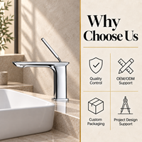 Robinet de lavabo monotrou en chrome poli, mitigeur monocommande à poser pour évier de comptoir moderne