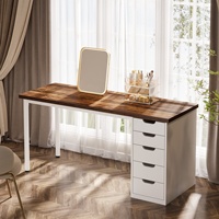Bureau d'ordinateur moderne et simple, 47 pouces, avec 5 tiroirs réversibles, table d'étude et d'écriture en brun rustique
