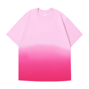 Gradient Color T-Shirt 250g Heavyweight Loose Fit Round Neck Unisex Pure Cotton Customizable Promotional Shirt - Product Image 5