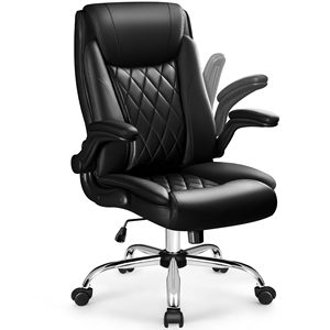 Silla de Oficina Giratoria de Cuero Premium con Diseño de Diamantes, Silla de Computadora Resistente con Doble Capa de Acolchado para Adultos - Product Image 1