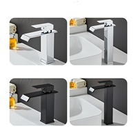 Robinet de lavabo cascade noir de luxe moderne, style européen, mitigeur de salle de bain à poignée unique