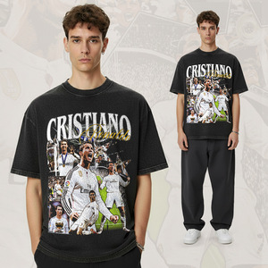 <span class=keywords><strong>Camiseta</strong></span> Oversize para Hombre 100% Algodón Y2K Desgastada, 240 GSM, Estilo Retro Pesado con <span class=keywords><strong>Hombros</strong></span> Caídos, Estampado DTG - Product Image 2