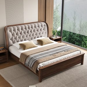 Lit de rangement en bois de rose massif 1,8 m avec tête de lit capitonnée, mobilier de chambre à coucher - Product Image 2